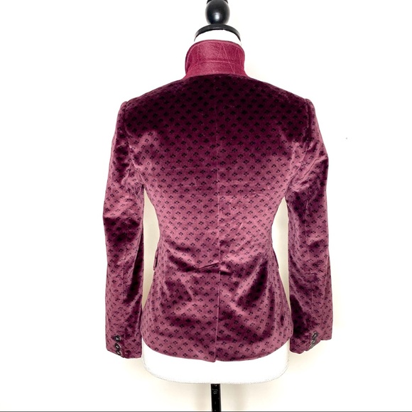 Jack Wills Velvet Blazer Burgundy Floral Print - Picture 2 of 9